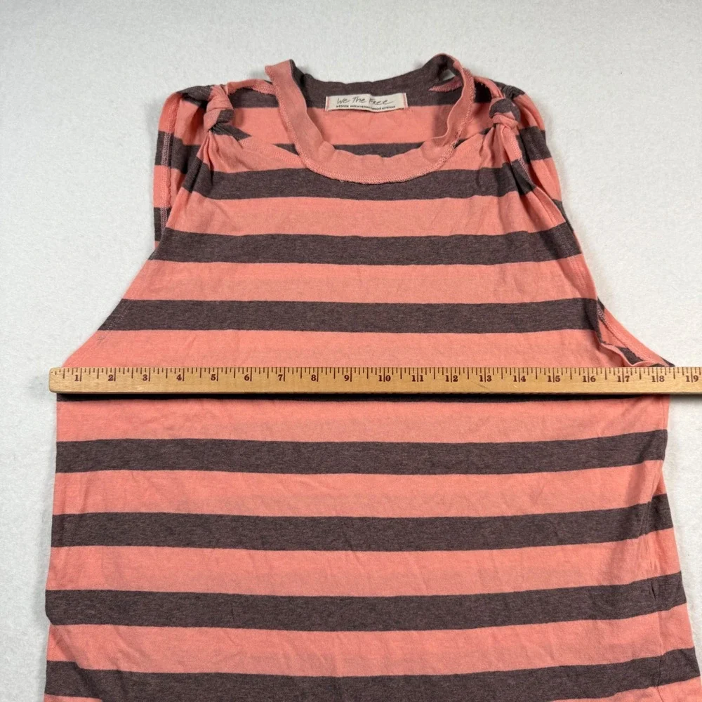 Free People We The Free Striped Knotted Shoulder Tank Top Pink Grey OB984392 M